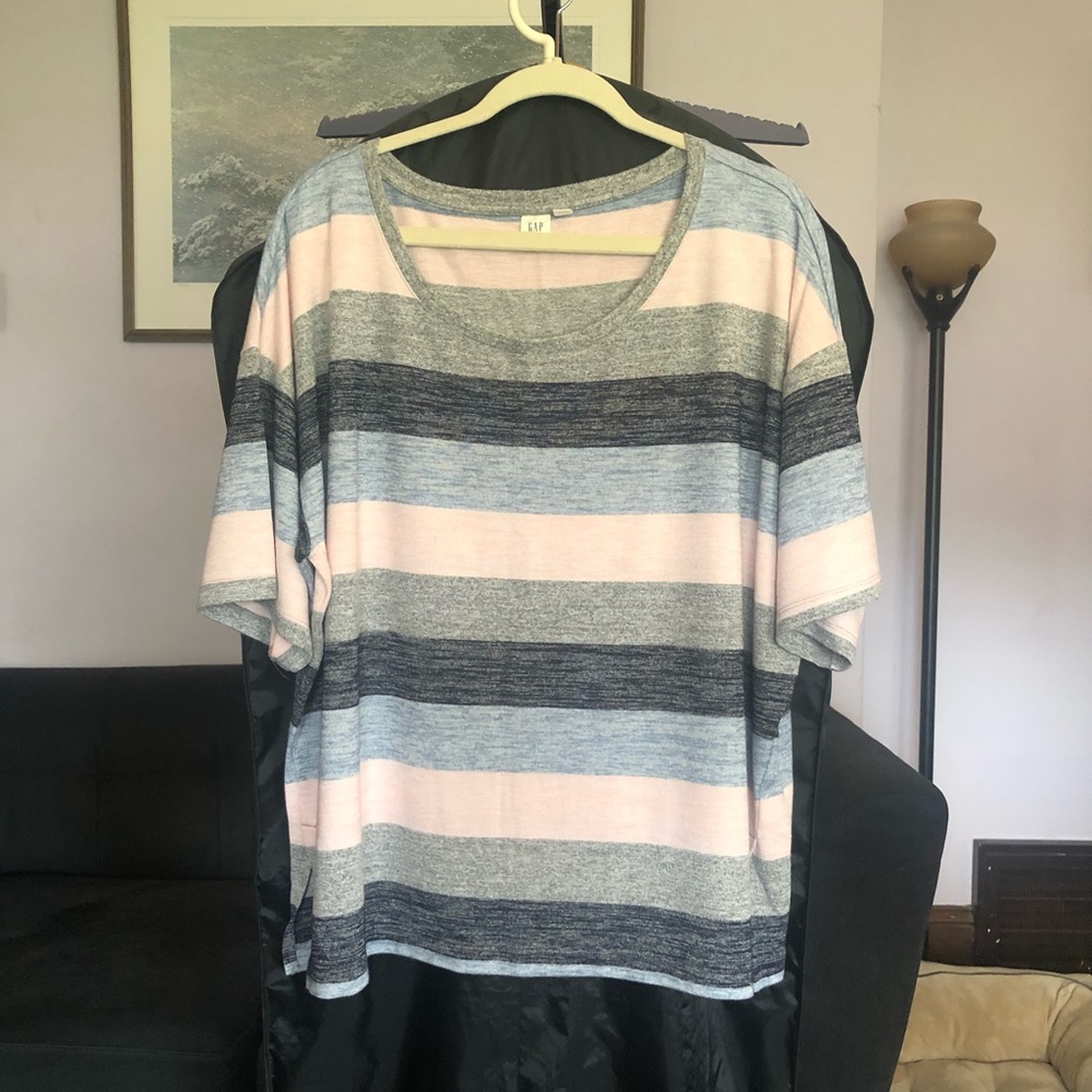 GAP Soft Scoop Sweater Gray Pink Blue XXL